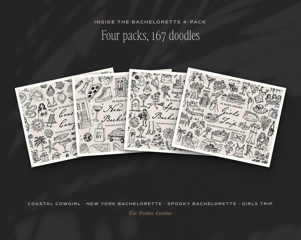 Bachelorette 4-Pack Doodle Bundle, the four packs inside