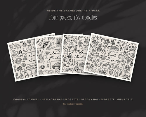 Bachelorette 4-Pack Doodle Bundle, the four packs inside