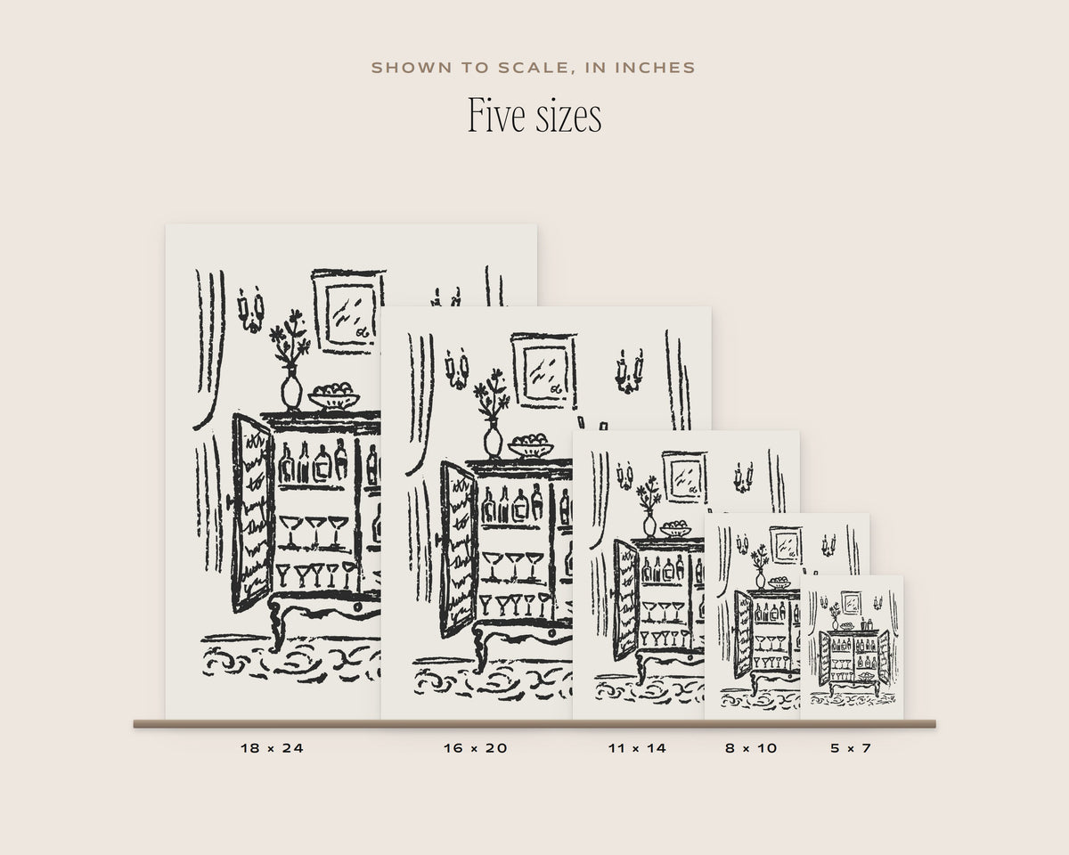 Bar Cabinet Art Print, five sizes