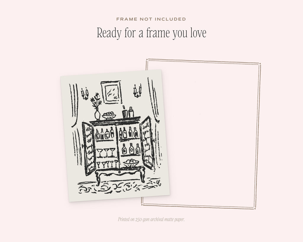 Bar Cabinet Art Print, ready for a frame