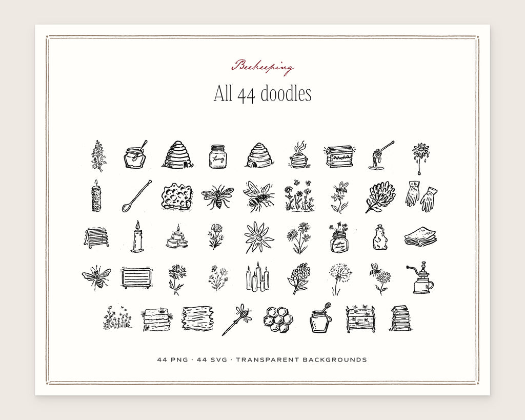 Beekeeping Doodle Pack, everything in the set