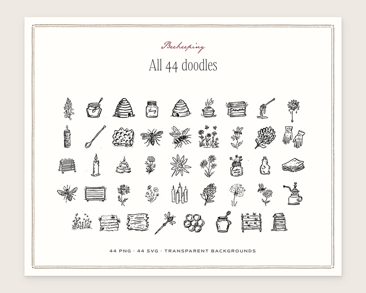 Beekeeping Doodle Pack, everything in the set