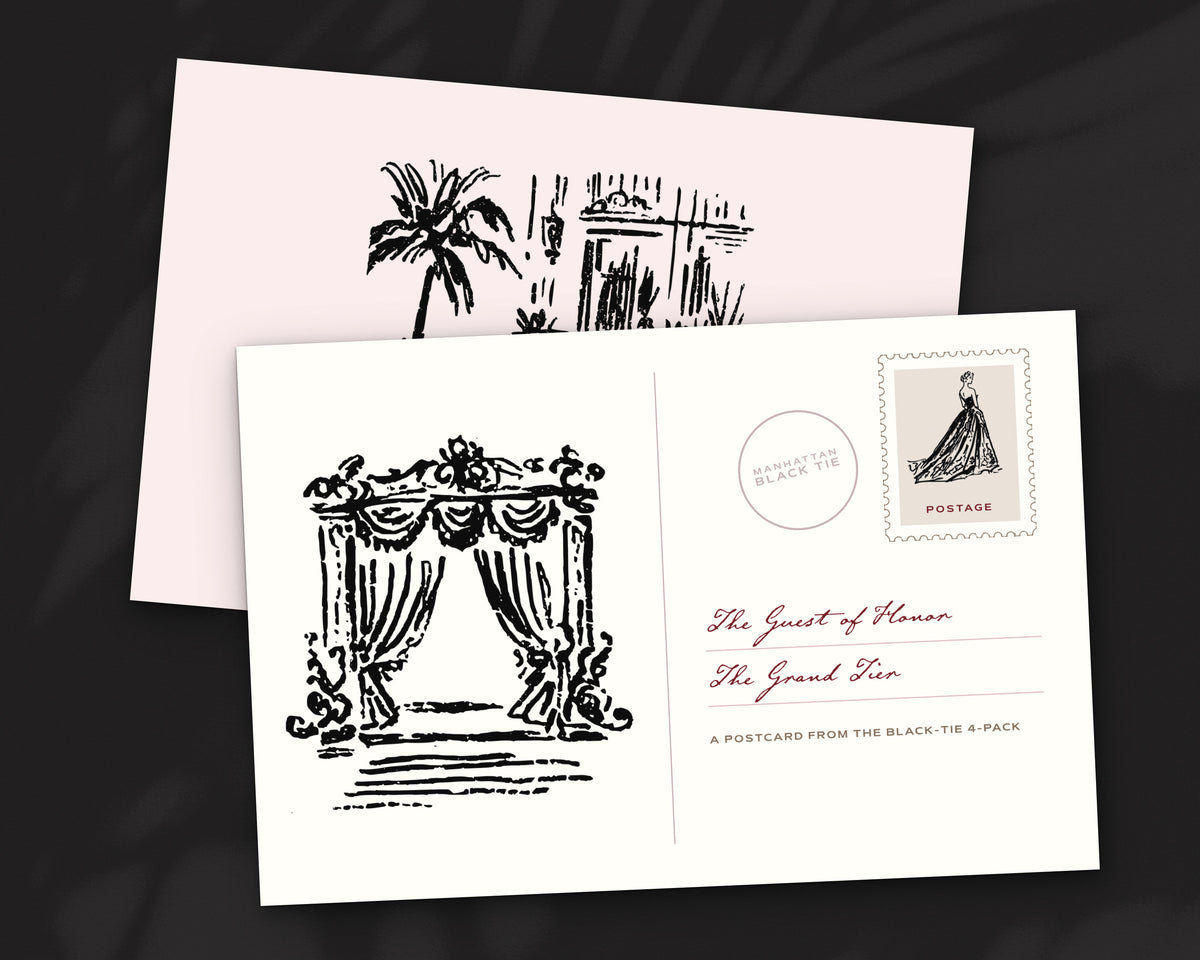 Black-Tie 4-Pack Doodle Bundle, postcard