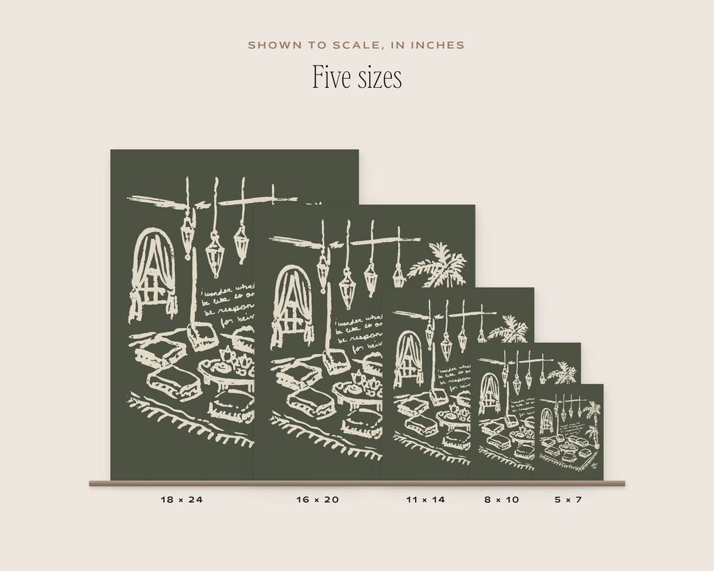 Bohemian Lounge Art Print, five sizes