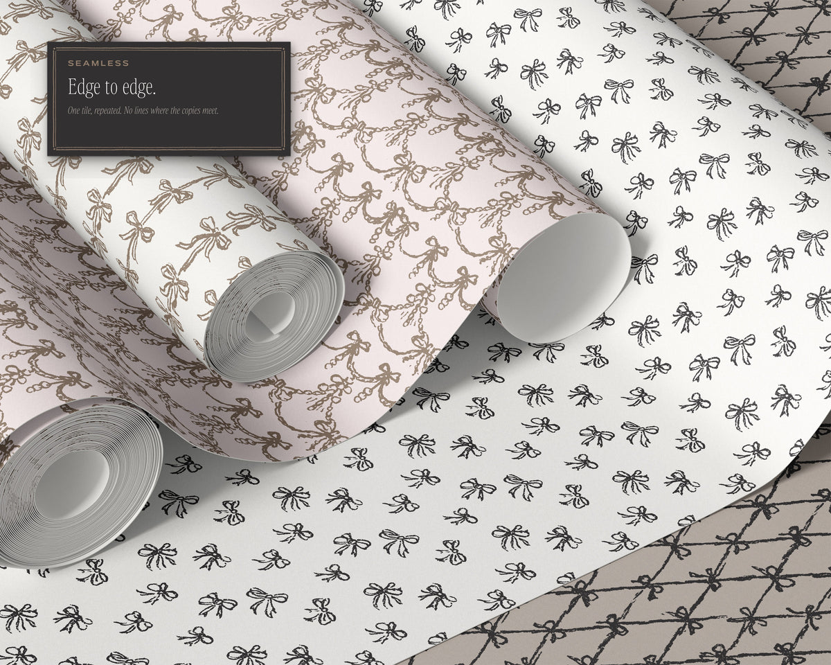 Bows & Ribbons Seamless Pattern Bundle, edge to edge