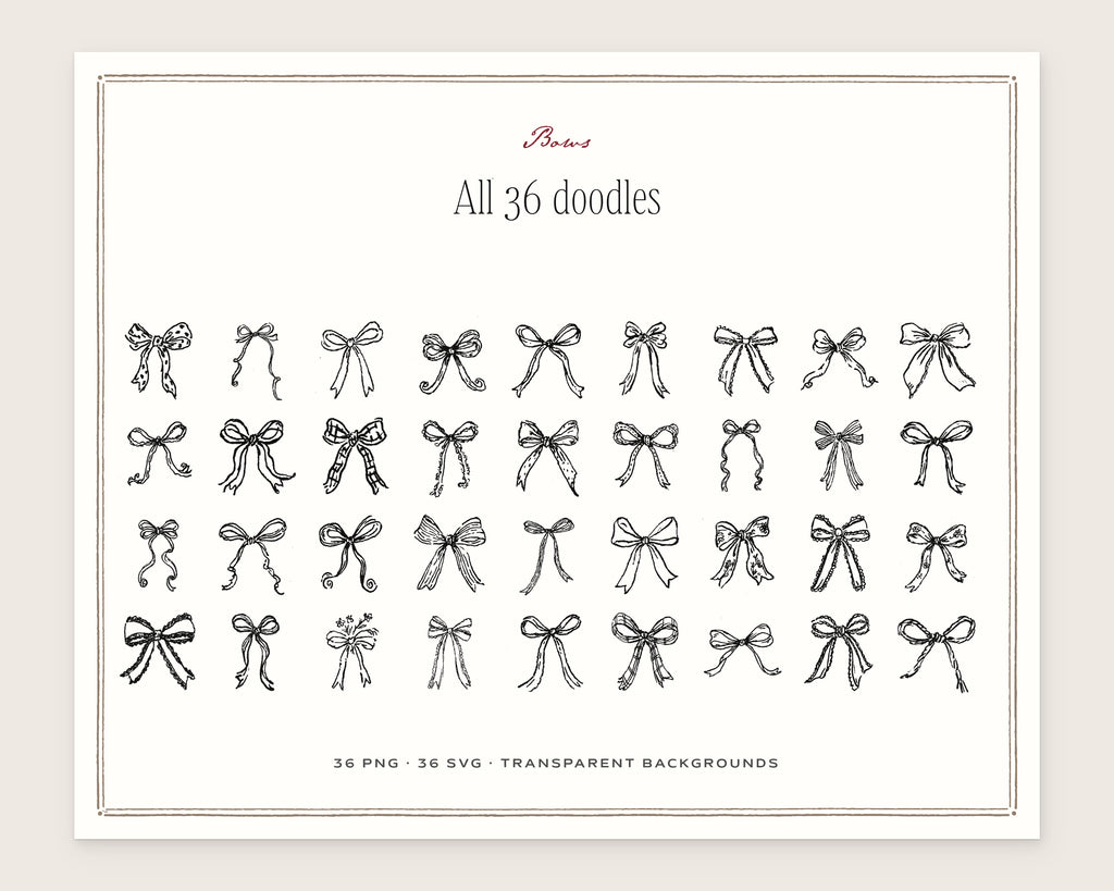 Bows Doodle Pack, everything in the set