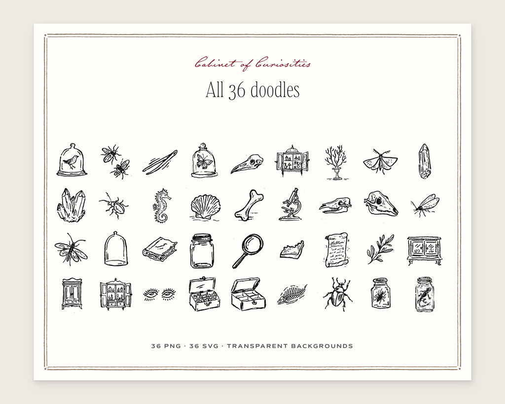 Cabinet of Curiosities Doodle Pack, everything in the set