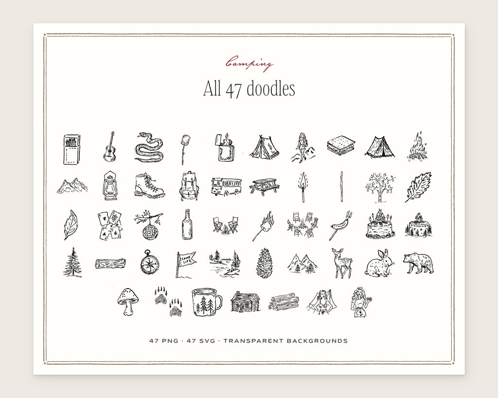 Camping Doodle Pack, everything in the set