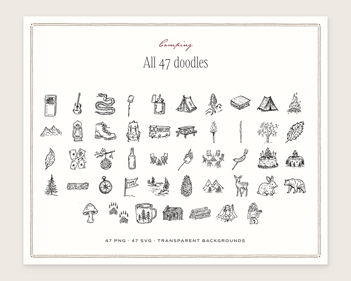 Camping Doodle Pack, everything in the set