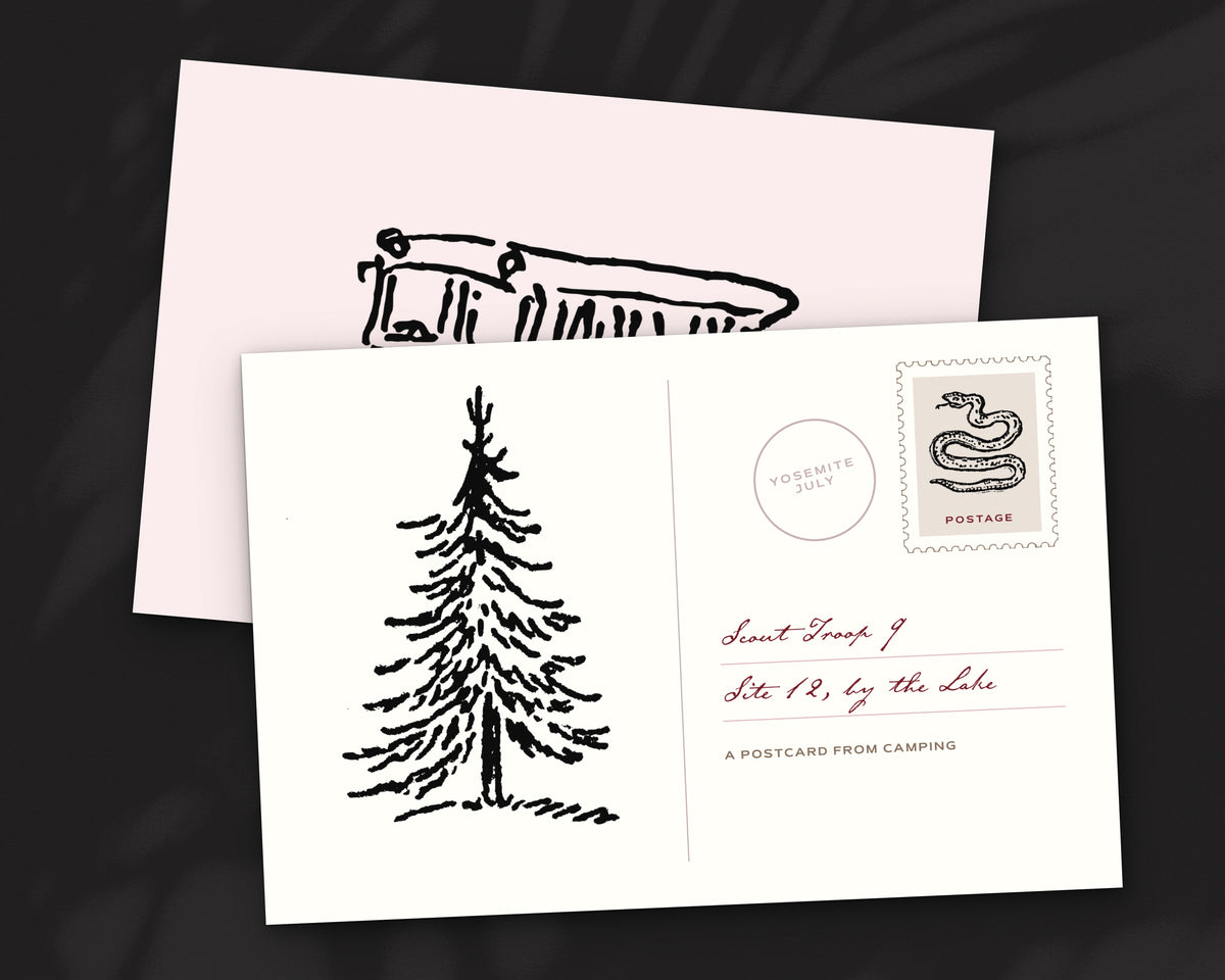Camping Doodle Pack, postcard