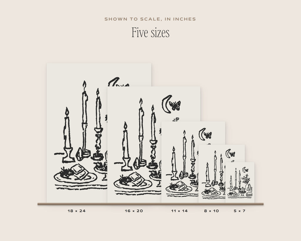 Candles & Crystals Art Print, five sizes