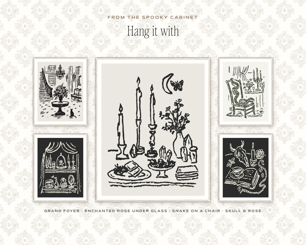 Candles & Crystals Art Print, hang it with