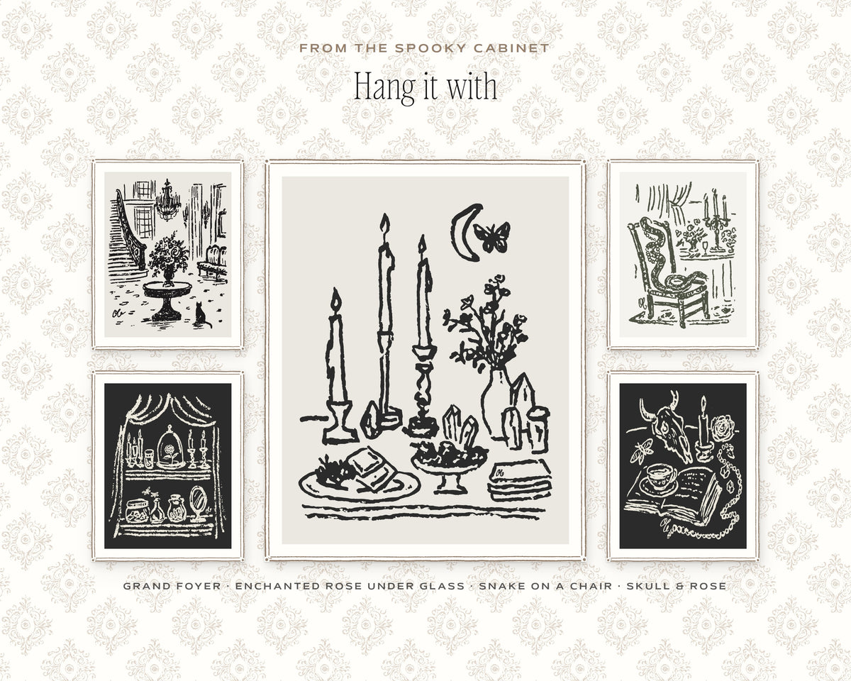 Candles & Crystals Art Print, hang it with