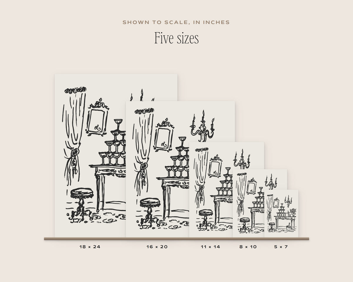 Champagne Tower Art Print, five sizes