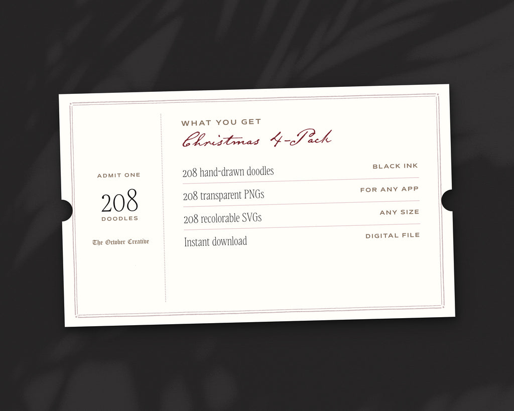 Christmas 4-Pack Doodle Bundle, what you get