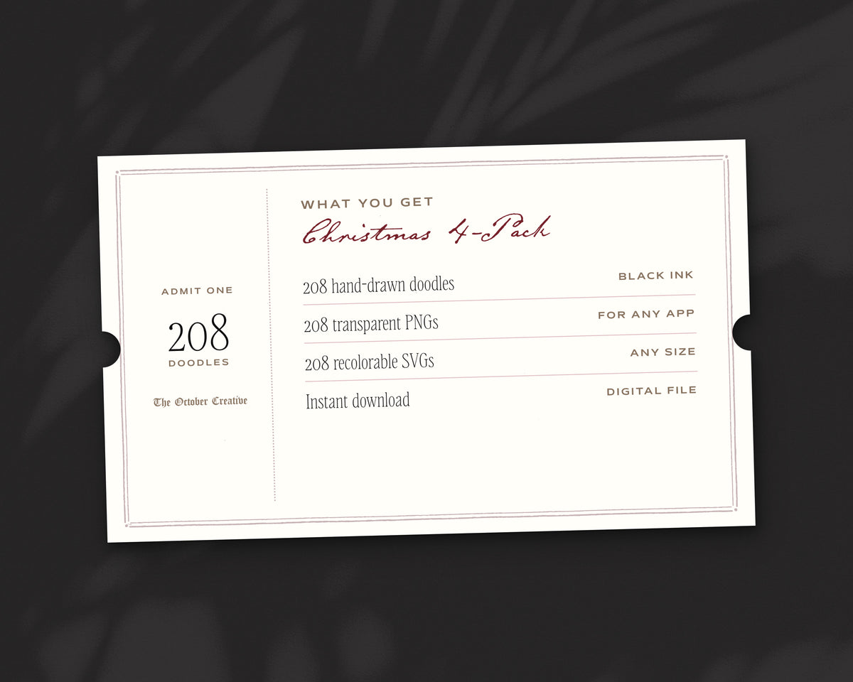 Christmas 4-Pack Doodle Bundle, what you get