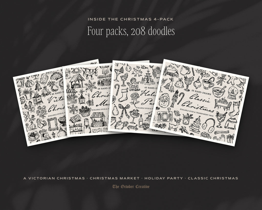 Christmas 4-Pack Doodle Bundle, the four packs inside