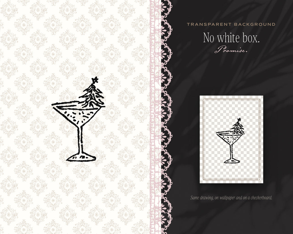 Christmas Cocktails Doodle Pack, no white box