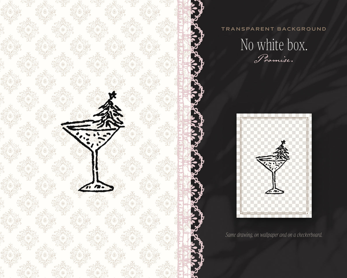 Christmas Cocktails Doodle Pack, no white box