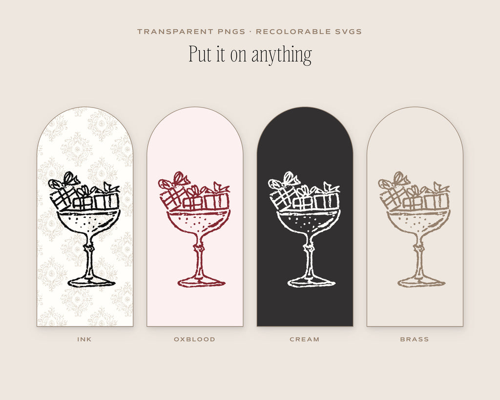 Christmas Cocktails Doodle Pack, put it on anything