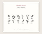 Christmas Cocktails Doodle Pack, everything in the set