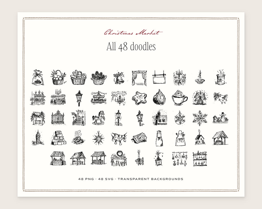 Christmas Market Doodle Pack, everything in the set