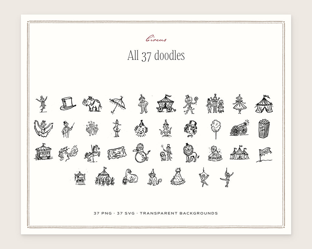 Circus Doodle Pack, everything in the set