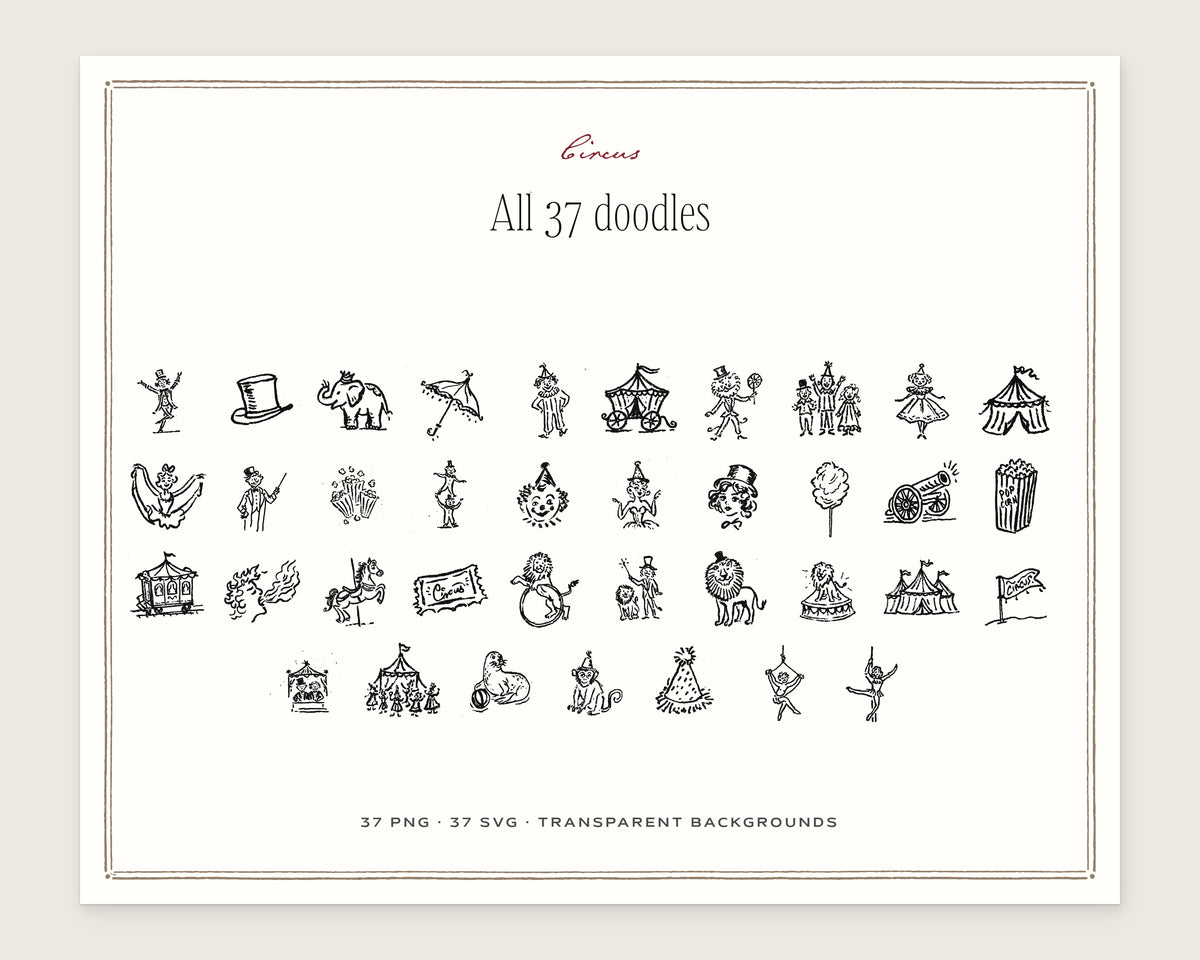 Circus Doodle Pack, everything in the set