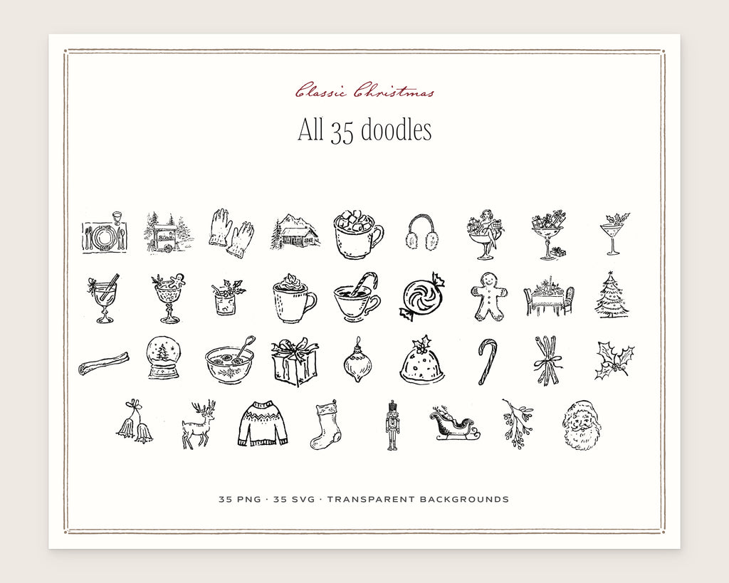 Classic Christmas Doodle Pack, everything in the set