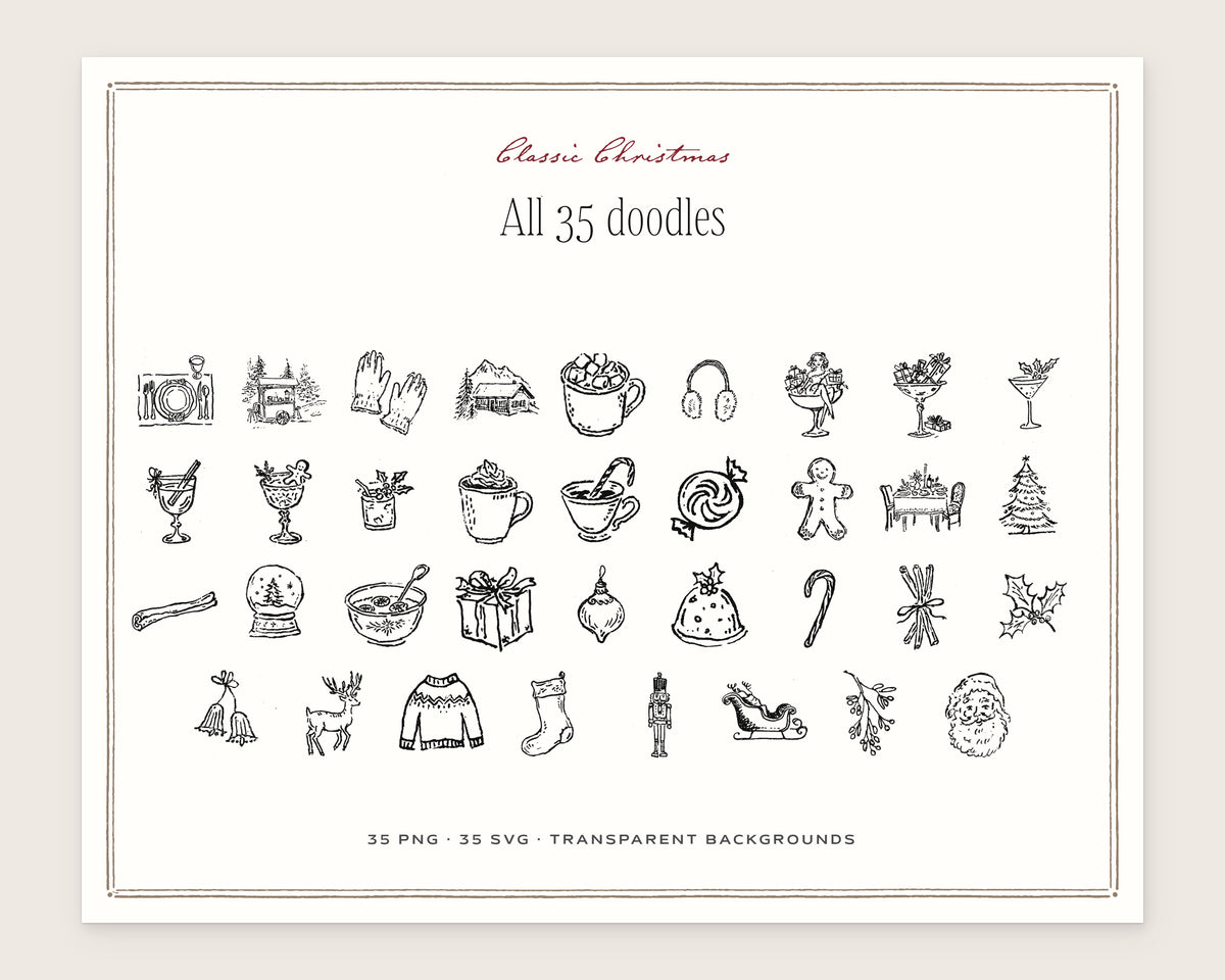 Classic Christmas Doodle Pack, everything in the set