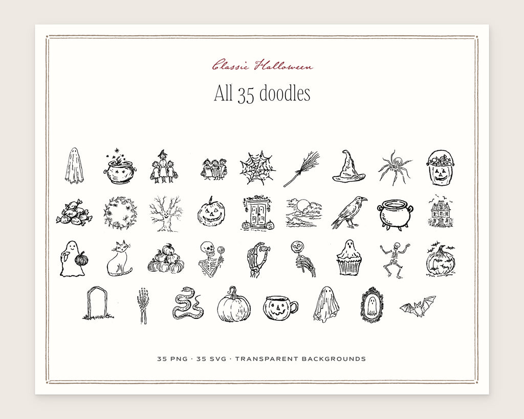 Classic Halloween Doodle Pack, everything in the set