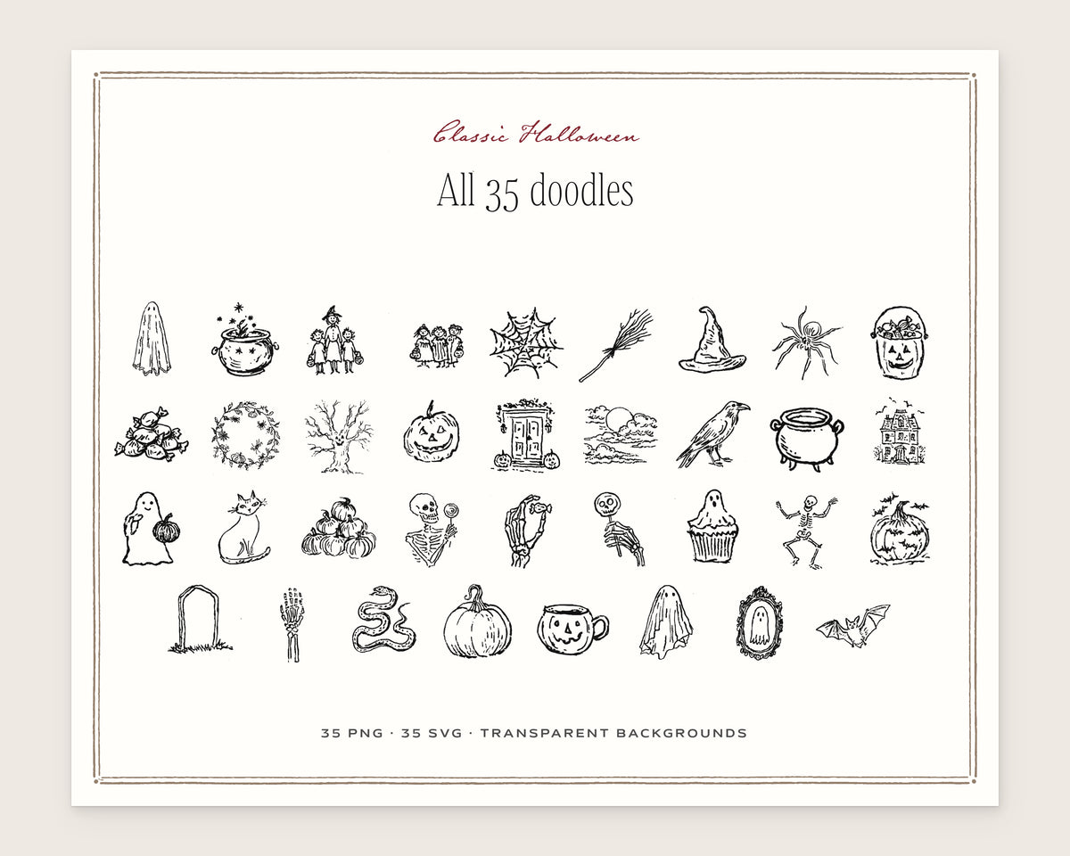 Classic Halloween Doodle Pack, everything in the set