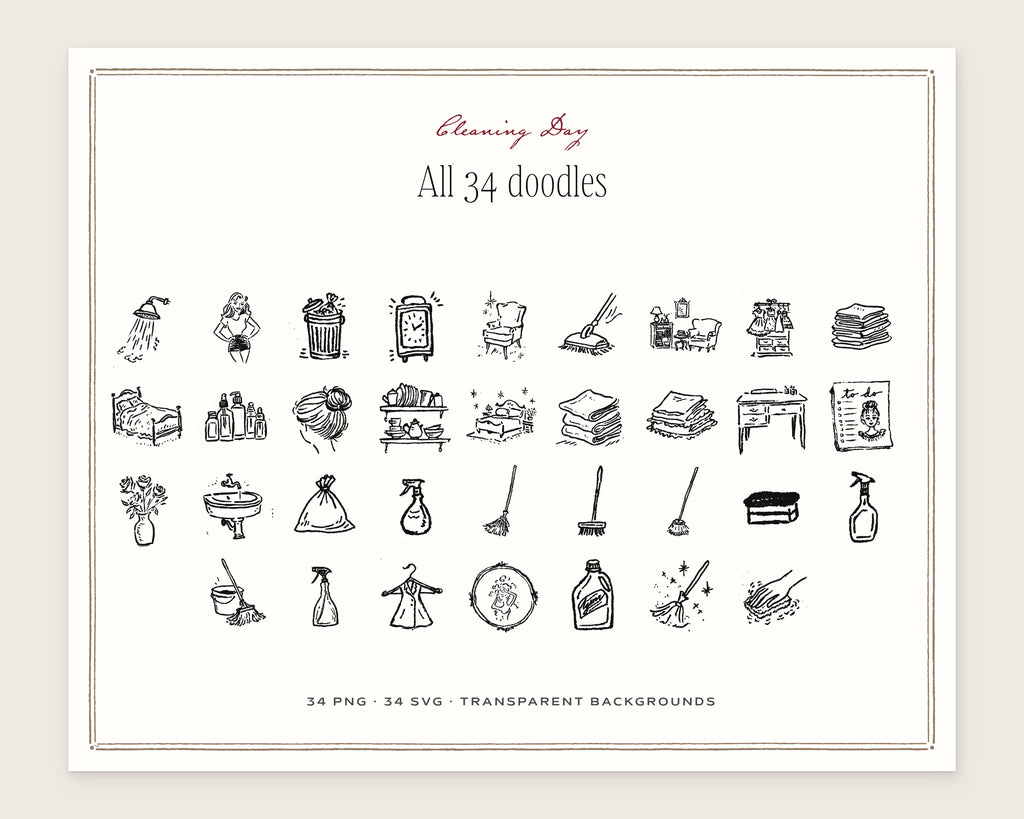 Cleaning Day Doodle Pack, everything in the set