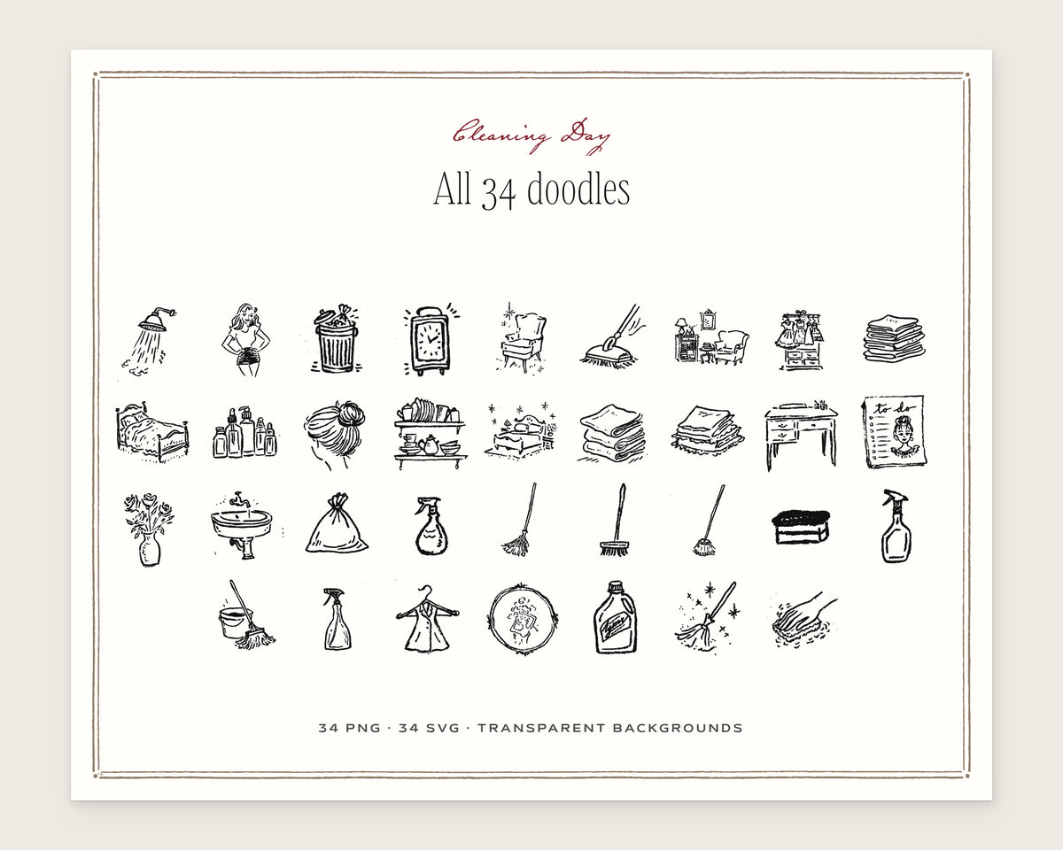 Cleaning Day Doodle Pack, everything in the set