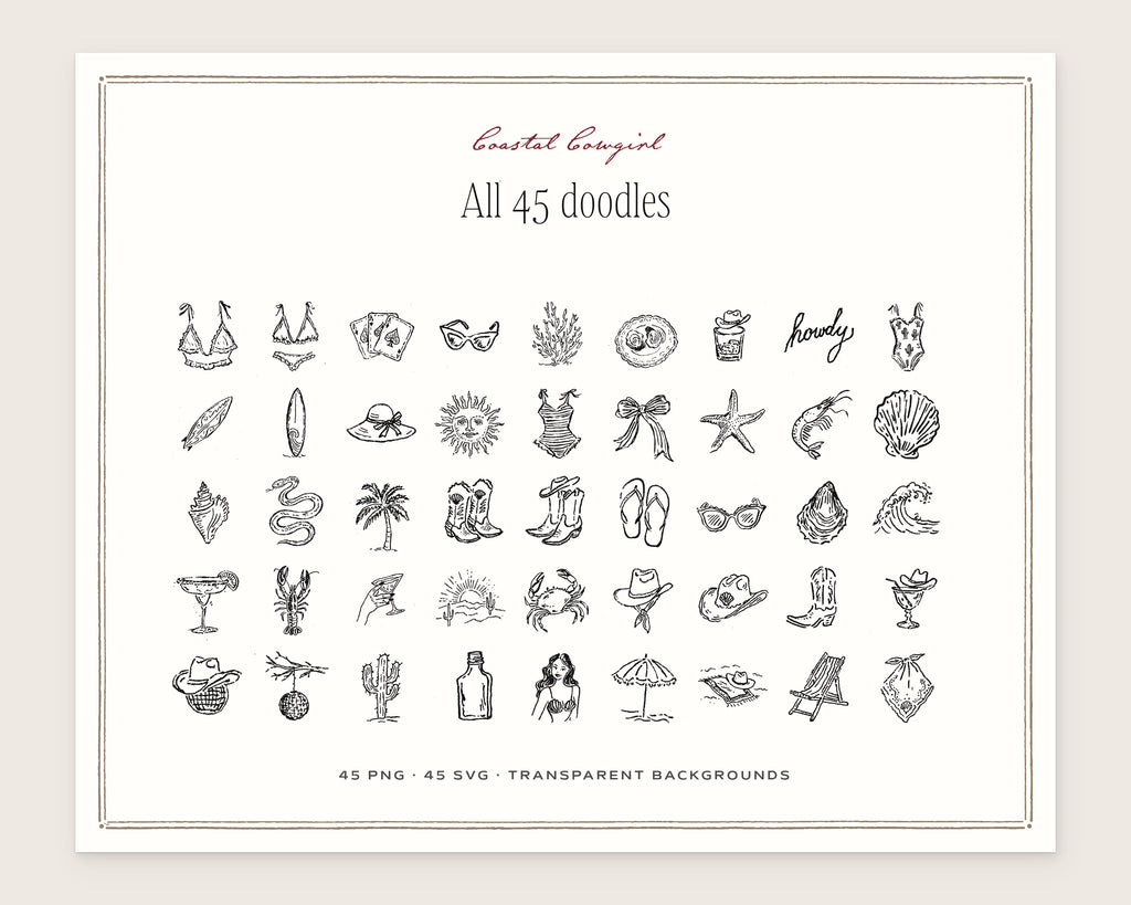 Coastal Cowgirl Doodle Pack, everything in the set