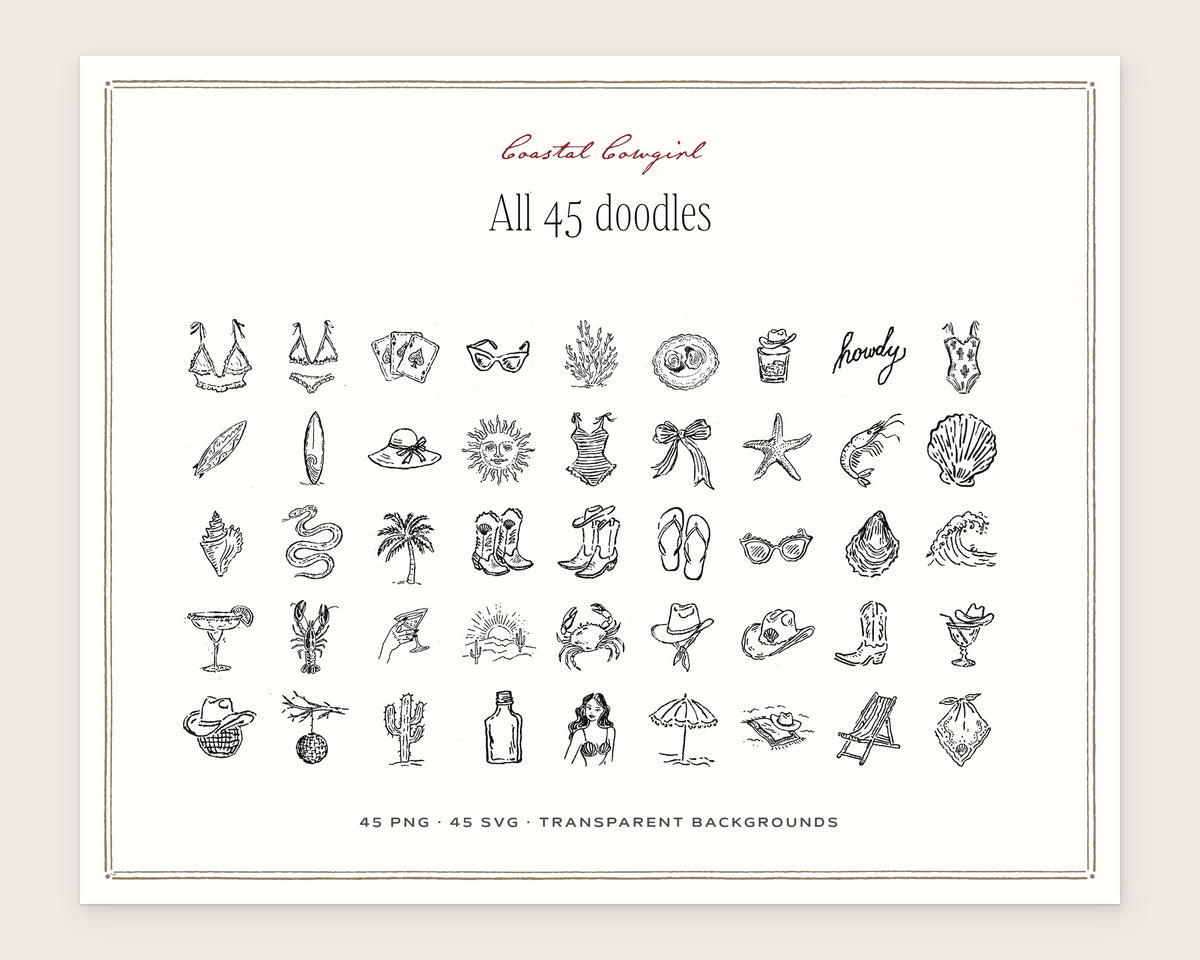 Coastal Cowgirl Doodle Pack, everything in the set