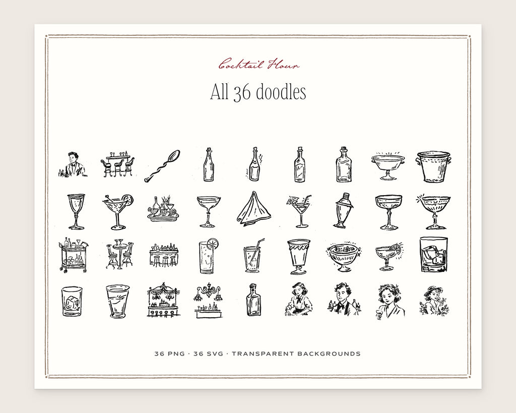 Cocktail Hour Doodle Pack, everything in the set