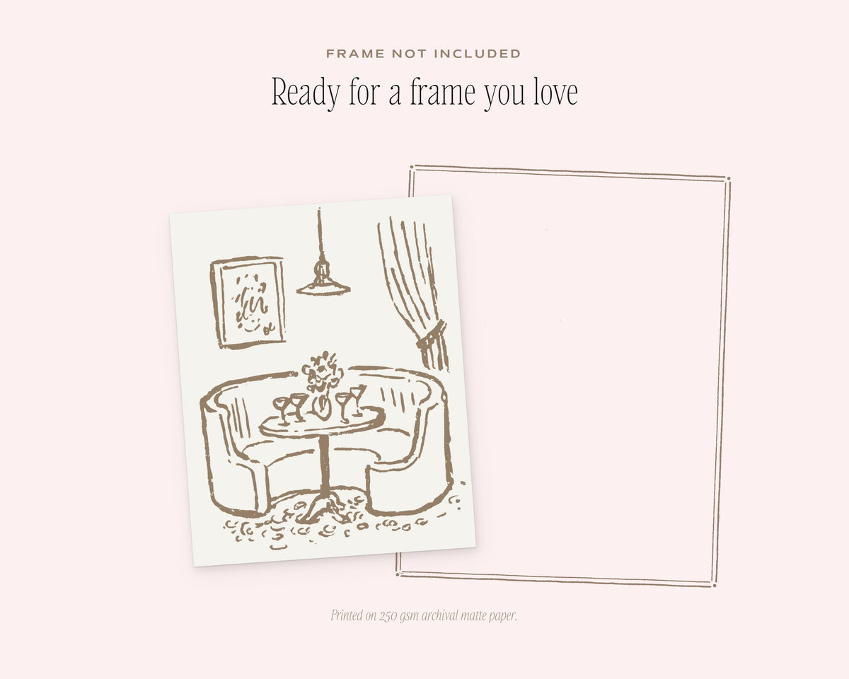 Cocktails for Two Art Print, ready for a frame