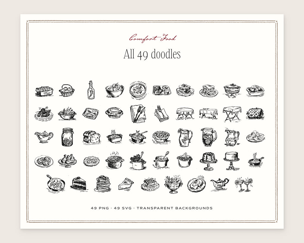 Comfort Food Doodle Pack, everything in the set