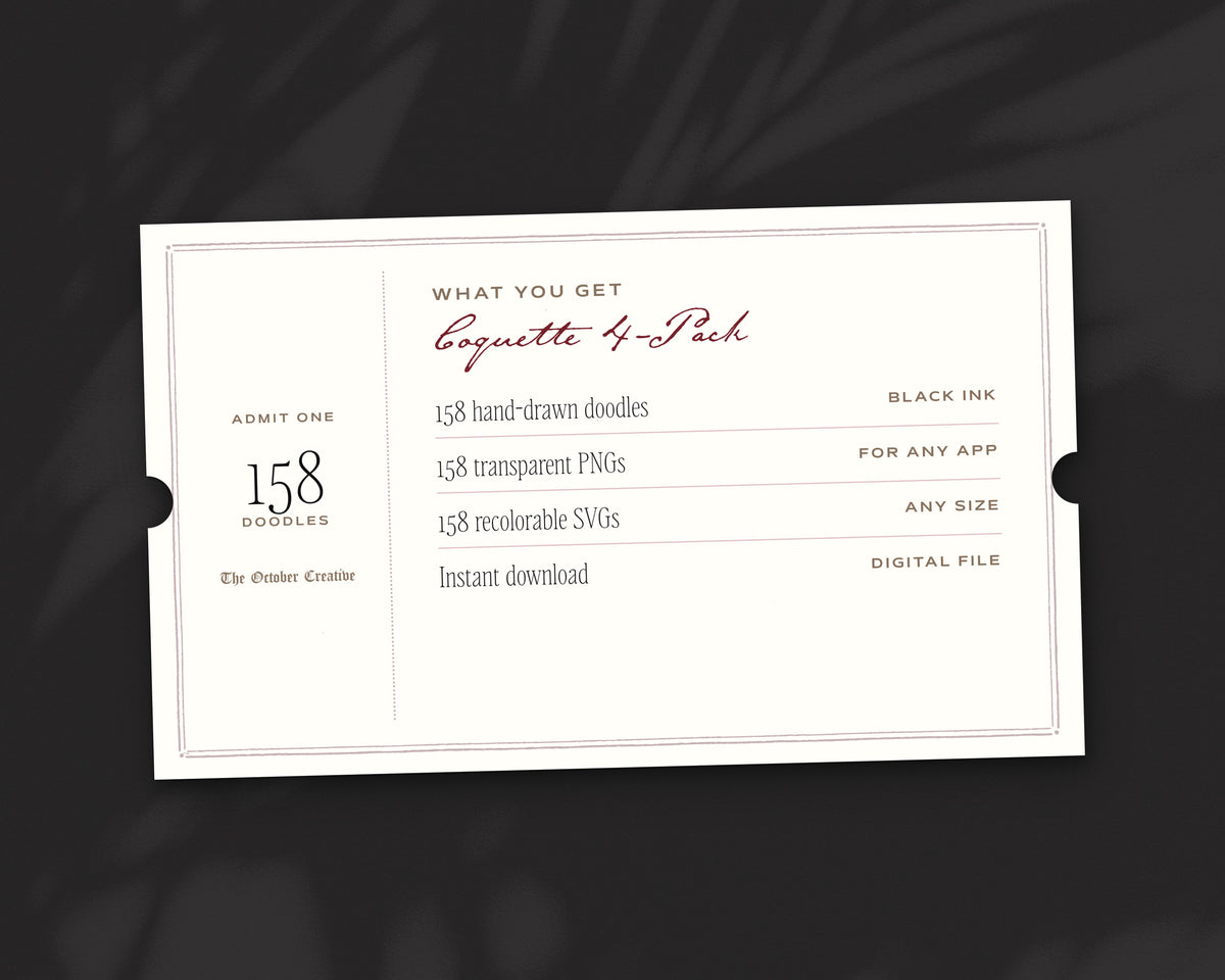 Coquette 4-Pack Doodle Bundle, what you get