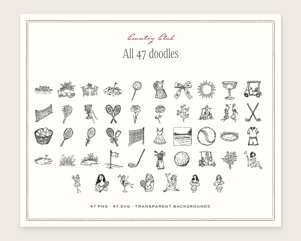 Country Club Doodle Pack, everything in the set