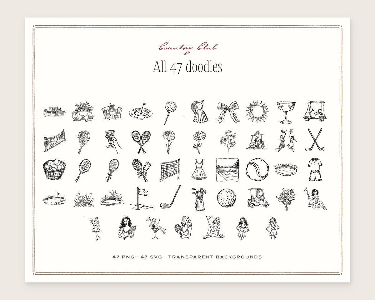 Country Club Doodle Pack, everything in the set