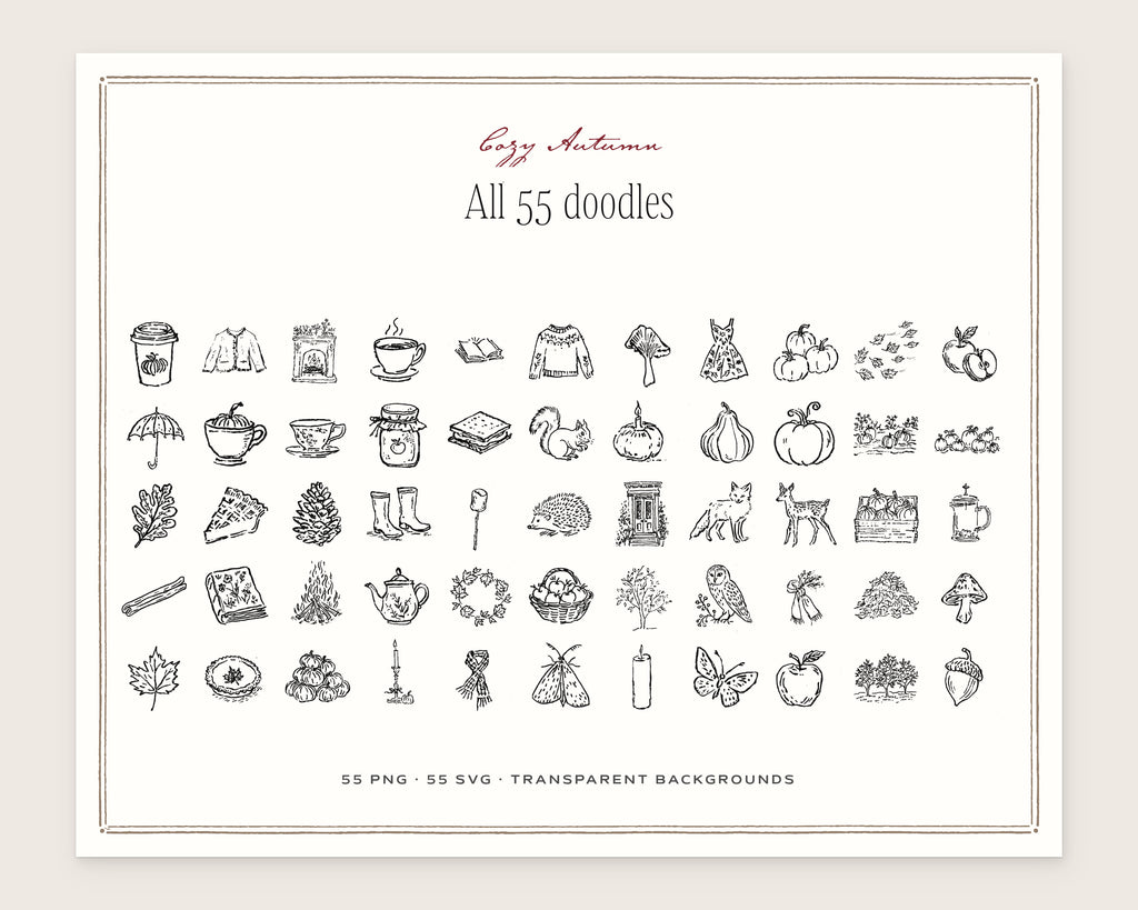 Cozy Autumn Doodle Pack, everything in the set