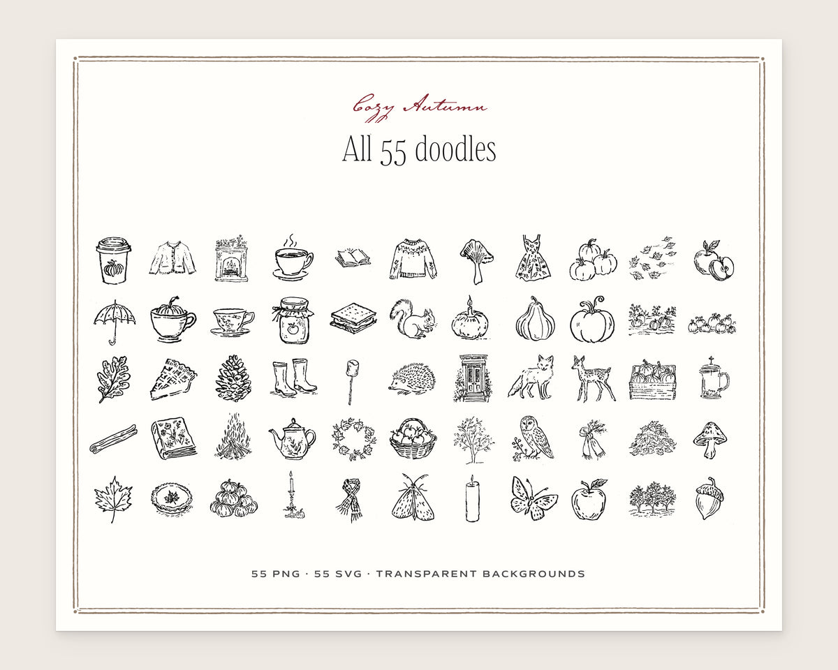 Cozy Autumn Doodle Pack, everything in the set
