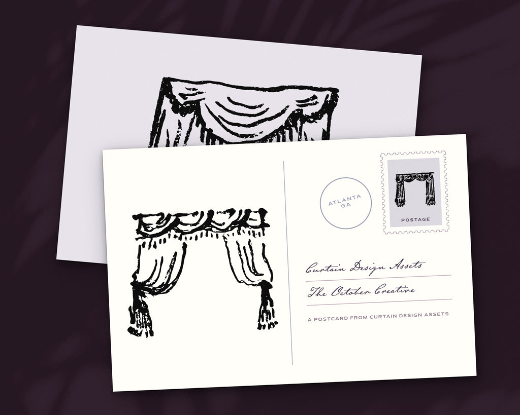 Curtain Design Assets, postcard