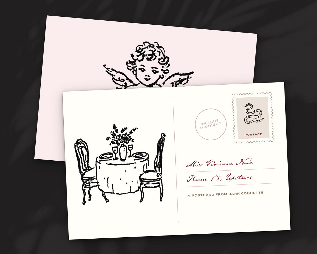 Dark Coquette Doodle Pack, postcard