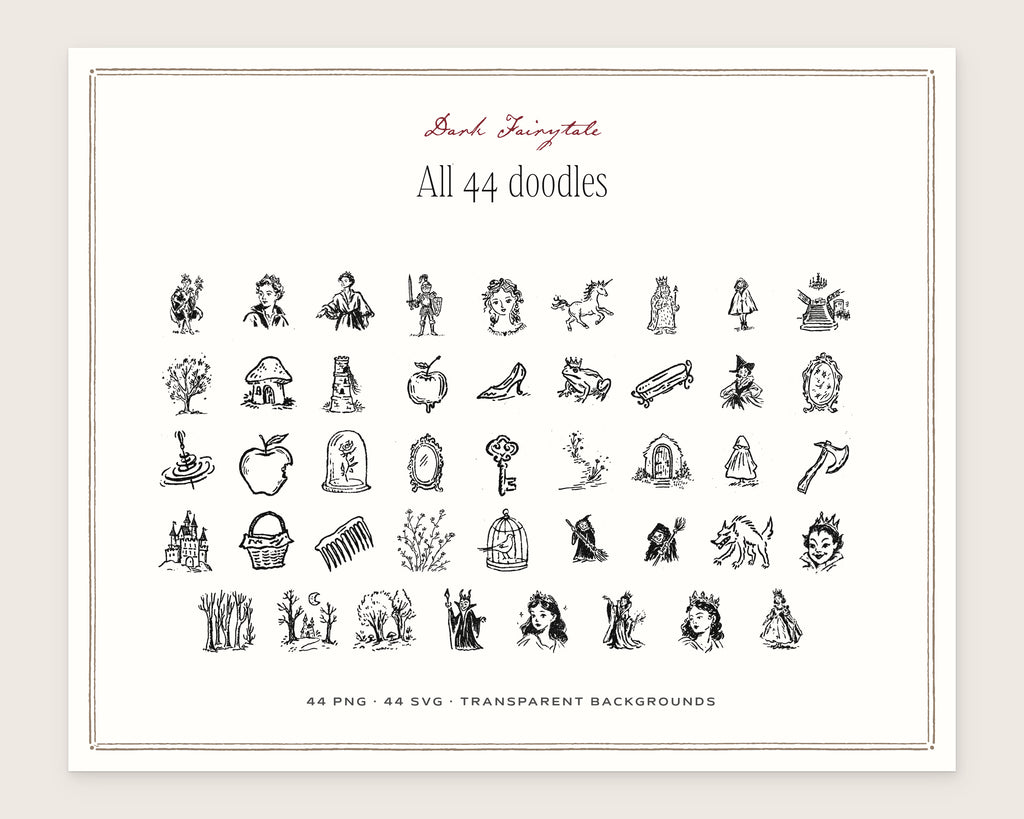Dark Fairytale Doodle Pack, everything in the set
