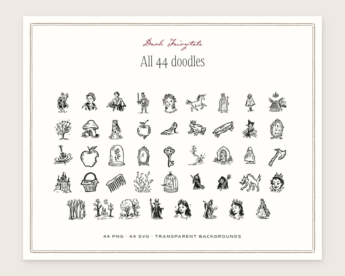 Dark Fairytale Doodle Pack, everything in the set