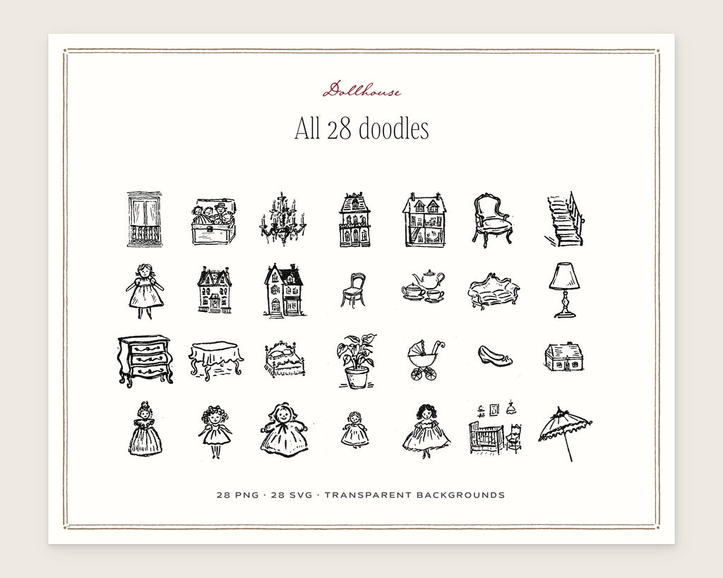 Dollhouse Doodle Pack, everything in the set