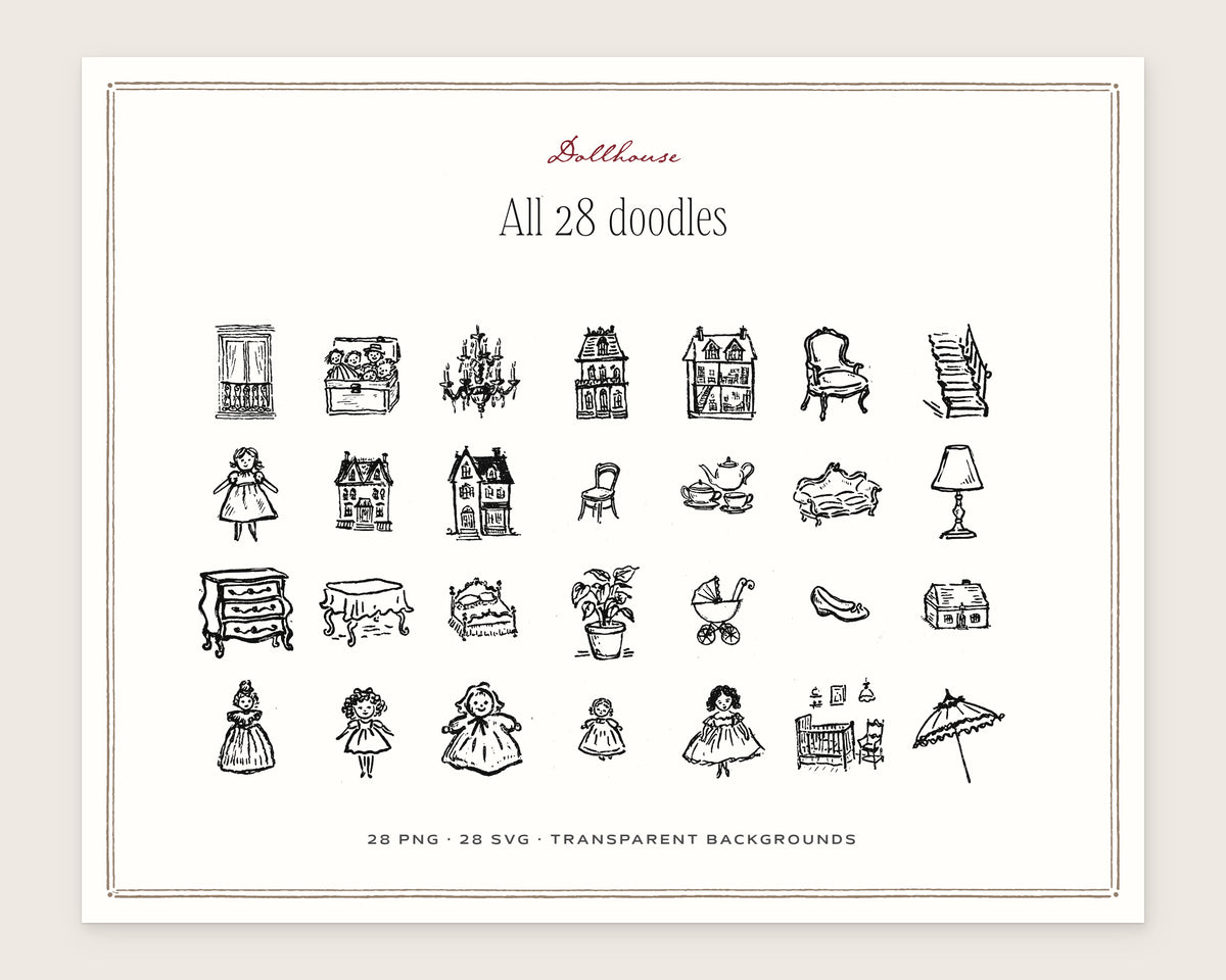 Dollhouse Doodle Pack, everything in the set
